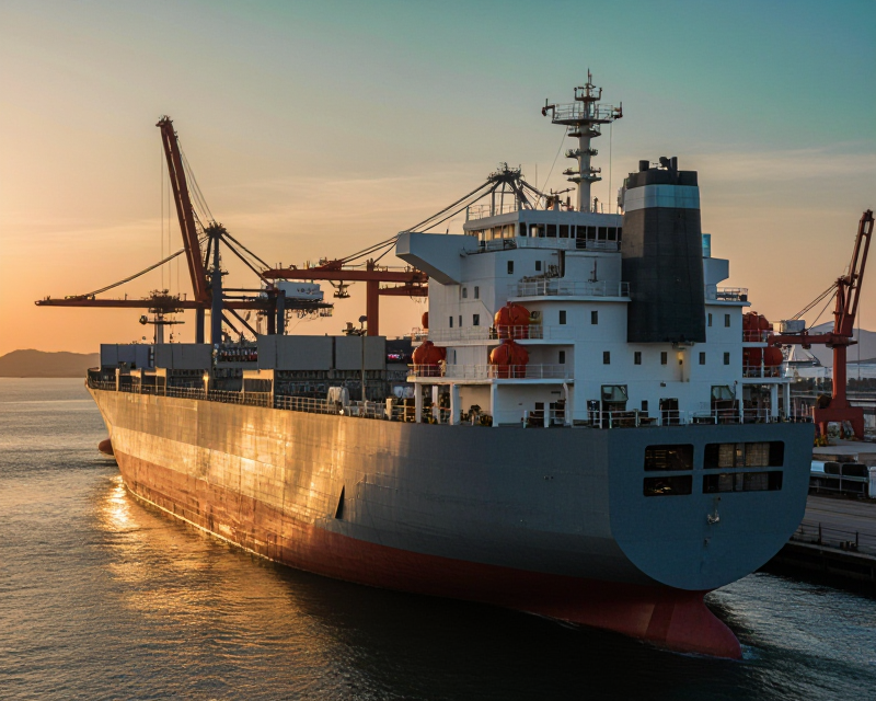 Majestic Korean Shipyard at Golden Hour