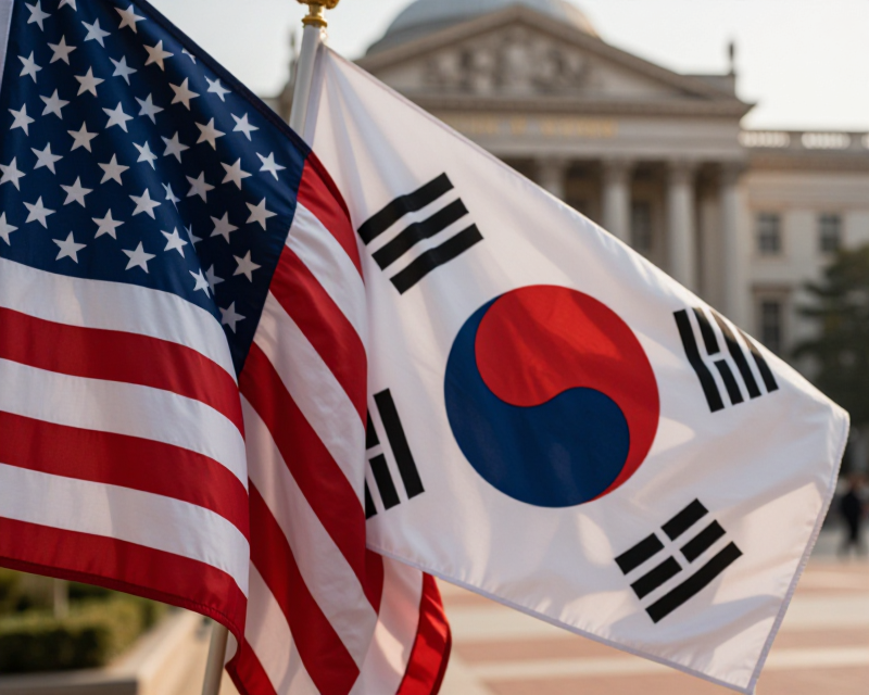 US and South Korea Flags