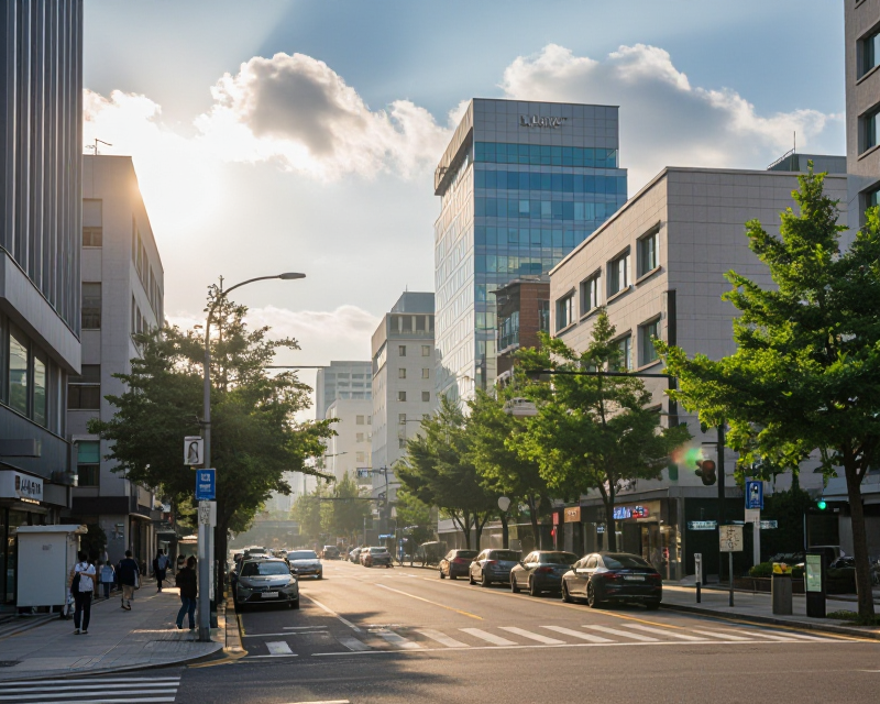 Summer Sky over Korean Cityscape