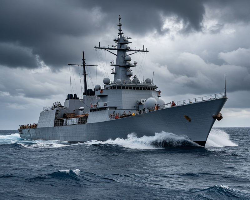 Naval Destroyer at Sea